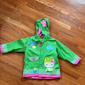 Western Chief Green and Pink Hello Kitty Frog Kids Raincoat